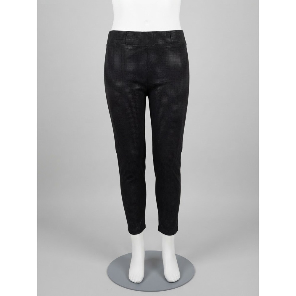 Galeries Lafayette Black Textured Metallic Slim Fit Trousers Pants Size 48